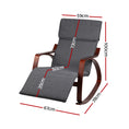Load image into Gallery viewer, Artiss Fabric Rocking Armchair with Adjustable Footrest - Charcoal