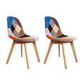 Load image into Gallery viewer, Artiss Set of 2 Retro Beech Fabric Dining Chair - Multi Colour