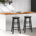 Load image into Gallery viewer, Artiss Set of 2 Beech Wood Backless Bar Stools - Black