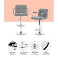Load image into Gallery viewer, Artiss Set of 2 Bar Stools Gas lift Swivel - Steel and Grey
