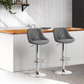 Load image into Gallery viewer, Artiss Set of 2 Bar Stools PU Leather Diamond Style - Grey