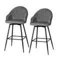 Load image into Gallery viewer, Artiss Set of 2 Bar Stools Kitchen Stool Dining Chairs Velvet Chair Barstool Grey Mesial