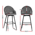 Load image into Gallery viewer, Artiss Set of 2 Bar Stools Kitchen Stool Dining Chairs Velvet Chair Barstool Grey Mesial