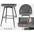 Load image into Gallery viewer, Artiss Set of 2 Bar Stools Kitchen Stool Dining Chairs Velvet Chair Barstool Grey Mesial