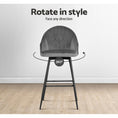 Load image into Gallery viewer, Artiss Set of 2 Bar Stools Kitchen Stool Dining Chairs Velvet Chair Barstool Grey Mesial