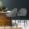 Load image into Gallery viewer, Artiss Set of 2 Bar Stools Kitchen Stool Dining Chairs Velvet Chair Barstool Grey Mesial