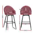 Load image into Gallery viewer, Artiss Set of 2 Bar Stools Kitchen Stool Dining Chairs Velvet Chair Barstool Pink Mesial