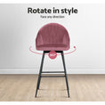 Load image into Gallery viewer, Artiss Set of 2 Bar Stools Kitchen Stool Dining Chairs Velvet Chair Barstool Pink Mesial