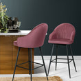 Load image into Gallery viewer, Artiss Set of 2 Bar Stools Kitchen Stool Dining Chairs Velvet Chair Barstool Pink Mesial