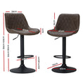 Load image into Gallery viewer, Artiss Set of 2 Bar Stools Kitchen Stool Chairs Metal Barstool Dining Chair Brown Rushal