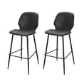 Load image into Gallery viewer, Emily Set of 2 Bar Stools Kitchen Stool Barstool Dining Chairs Leather Black Kingsley