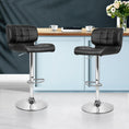 Load image into Gallery viewer, Artiss Set of 2 PU Leather Gas Lift Bar Stools - Black and Chrome