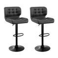 Load image into Gallery viewer, Artiss Set of 2 Kitchen Bar Stools Gas Lift Plush PU Leather - Black and Grey
