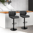 Load image into Gallery viewer, Artiss Set of 2 Kitchen Bar Stools Gas Lift Plush PU Leather - Black and Grey