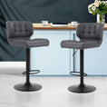 Load image into Gallery viewer, Artiss Set of 2 Kitchen Bar Stools Gas Lift Plush PU Leather - Black and Grey