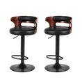Load image into Gallery viewer, Artiss Set of 2 Bar Stools Kitchen Wooden Gas Lift Leather Stool Metal Black Barstools