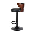Load image into Gallery viewer, Artiss Set of 2 Bar Stools Kitchen Wooden Gas Lift Leather Stool Metal Black Barstools