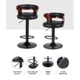 Load image into Gallery viewer, Artiss Set of 2 Bar Stools Kitchen Wooden Gas Lift Leather Stool Metal Black Barstools