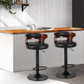 Load image into Gallery viewer, Artiss Set of 2 Bar Stools Kitchen Wooden Gas Lift Leather Stool Metal Black Barstools