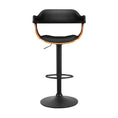 Load image into Gallery viewer, Artiss Bar Stool Curved Gas Lift PU Leather - Black and Wood