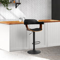 Load image into Gallery viewer, Artiss Bar Stool Curved Gas Lift PU Leather - Black and Wood
