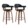 Load image into Gallery viewer, Artiss Set of 2 Bar Stools PU Leather Wooden Swivel - Wood, Chrome and Black