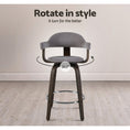 Load image into Gallery viewer, Artiss Set of 2 Bar Stools Wooden Swivel Bar Stool Kitchen Dining Chair - Wood, Chrome and Grey