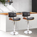 Load image into Gallery viewer, Artiss Set of 2 Wooden Gas Lift Bar Stools - Black and Chrome