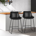 Load image into Gallery viewer, Artiss Set of 2 Bar Stools Kitchen Metal Bar Stool Dining Chairs PU Leather Black