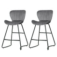 Load image into Gallery viewer, Artiss Set of 2 Bar Stools Kitchen Stool Velvet Dining Chairs Grey Barstool Chair Metal