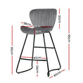 Load image into Gallery viewer, Artiss Set of 2 Bar Stools Kitchen Stool Velvet Dining Chairs Grey Barstool Chair Metal