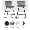 Load image into Gallery viewer, Artiss Set of 2 Bar Stools Kitchen Stool Velvet Dining Chairs Grey Barstool Chair Metal