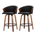 Load image into Gallery viewer, Emily Set of 2 Bar Stools Kitchen Stool Wooden Chair Swivel Chairs Leather Black