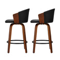 Load image into Gallery viewer, Emily Set of 2 Bar Stools Kitchen Stool Wooden Chair Swivel Chairs Leather Black