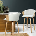 Load image into Gallery viewer, Artiss Set of 2 Bar Stools Kitchen Stool Wooden Chair Swivel Chairs Leather White