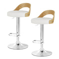 Load image into Gallery viewer, Artiss Set of 2 Bar Stools Kitchen Gas Lift Wooden Stool Metal Barstools White Swivel