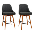 Load image into Gallery viewer, Artiss Set of 2 Wooden Fabric Bar Stools Square Footrest - Charcoal