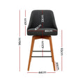 Load image into Gallery viewer, Artiss Set of 2 Wooden Fabric Bar Stools Square Footrest - Charcoal