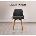 Load image into Gallery viewer, Artiss Set of 2 Wooden Fabric Bar Stools Square Footrest - Charcoal