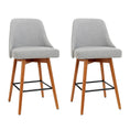 Load image into Gallery viewer, Artiss Set of 2 Wooden Fabric Bar Stools Square Footrest - Light Grey