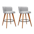 Load image into Gallery viewer, Artiss Set of 2 Wooden Fabric Bar Stools Circular Footrest - Light Grey