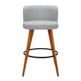 Load image into Gallery viewer, Artiss Set of 2 Wooden Fabric Bar Stools Circular Footrest - Light Grey