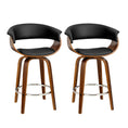 Load image into Gallery viewer, Artiss Set of 2 Swivel PU Leather Bar Stool - Wood and Black