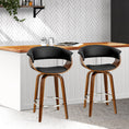Load image into Gallery viewer, Artiss Set of 2 Swivel PU Leather Bar Stool - Wood and Black