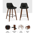 Load image into Gallery viewer, Artiss Set of 2 Bar Stools Bentwood PU Leather Diamond Pleat - Black