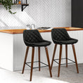 Load image into Gallery viewer, Artiss Set of 2 Bar Stools Bentwood PU Leather Diamond Pleat - Black
