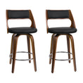 Load image into Gallery viewer, Artiss Set of 2 Wooden Bar Stools PU Leather - Black and Wood