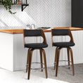 Load image into Gallery viewer, Artiss Set of 2 Wooden Bar Stools PU Leather - Black and Wood