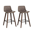 Load image into Gallery viewer, Artiss Set of 2 PU Leather Bar Stools Square Footrest - Wood and Brown