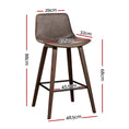 Load image into Gallery viewer, Artiss Set of 2 PU Leather Bar Stools Square Footrest - Wood and Brown